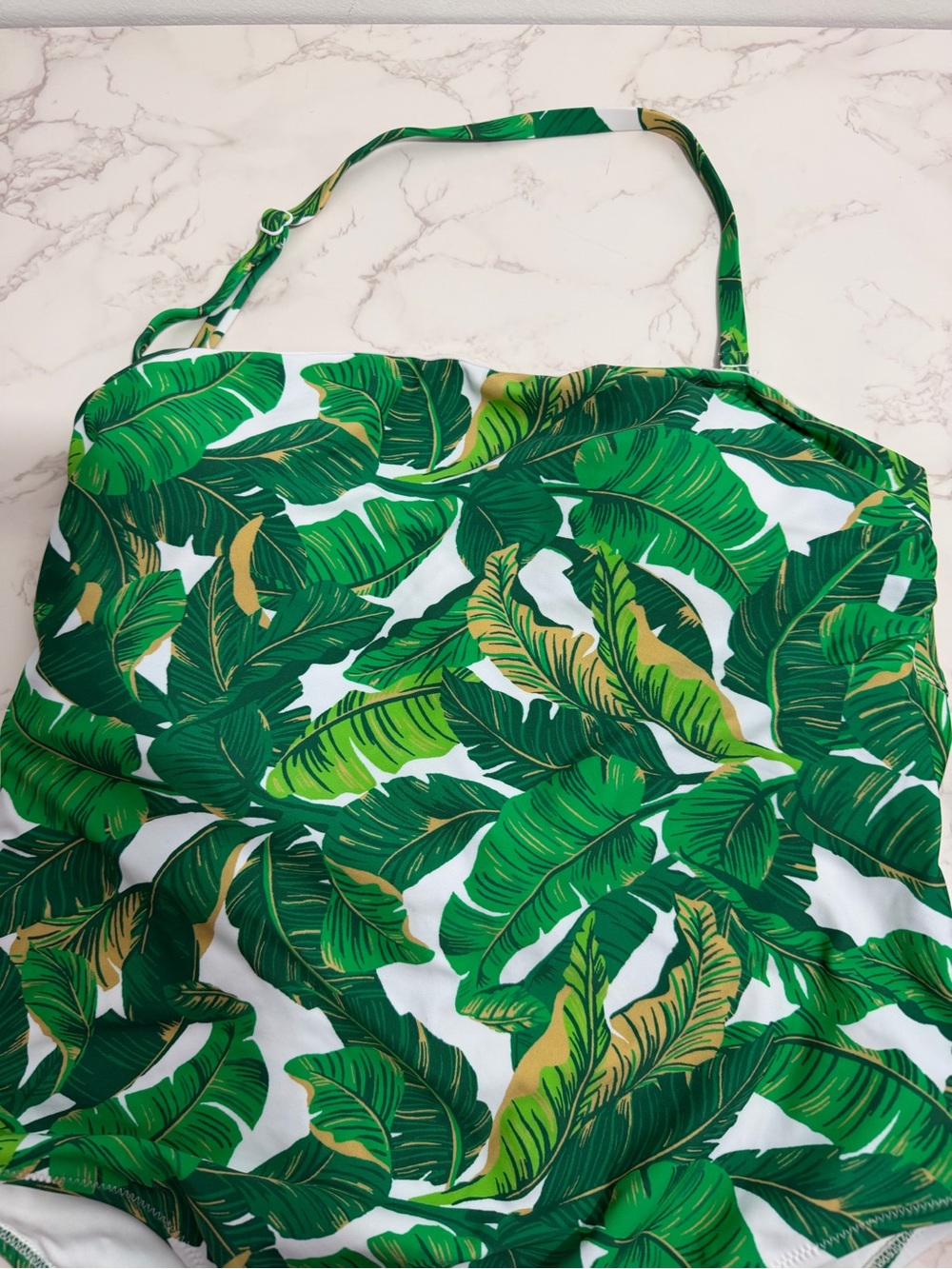 NWOT Love & Sports Tropical Green Banana Leaf‎ Swim One-Piece - L (12-14) - Picture 3 of 8